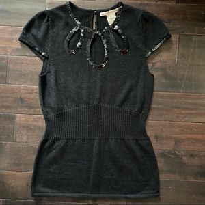 VTG Sequined Nanette Lepore Short Sleeve Sweater